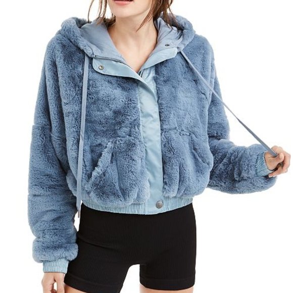 NWT Free People Fleece Sherpa Hooded Bomber Jacket